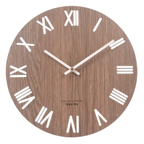 Wooden 3D Wall Clock Modern Design Nordic Brief Living Room Decoration Kitchen Clock Art Hollow Wall Watch Home Decor 12 inch - Provence Home Living Store