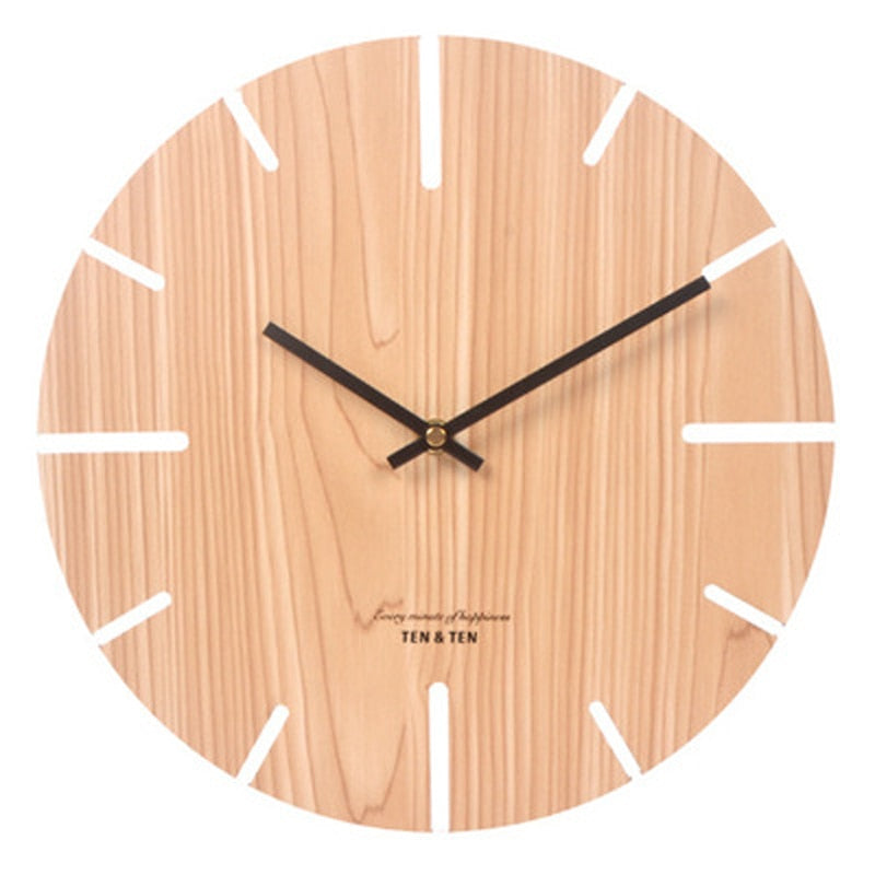 Wooden 3D Wall Clock Modern Design Nordic Brief Living Room Decoration Kitchen Clock Art Hollow Wall Watch Home Decor 12 inch - Provence Home Living Store