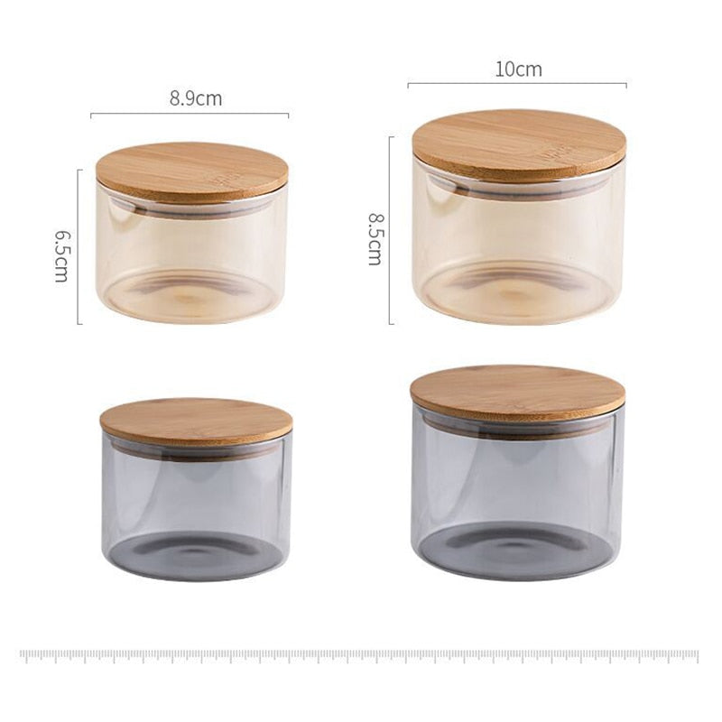 Sealed Glass Jar Set Kitchen Food Storage Container Candy Candies Multigrain Tea Tin with Wooden Lid Storage Box Home Decoration - Provence Home Living Store