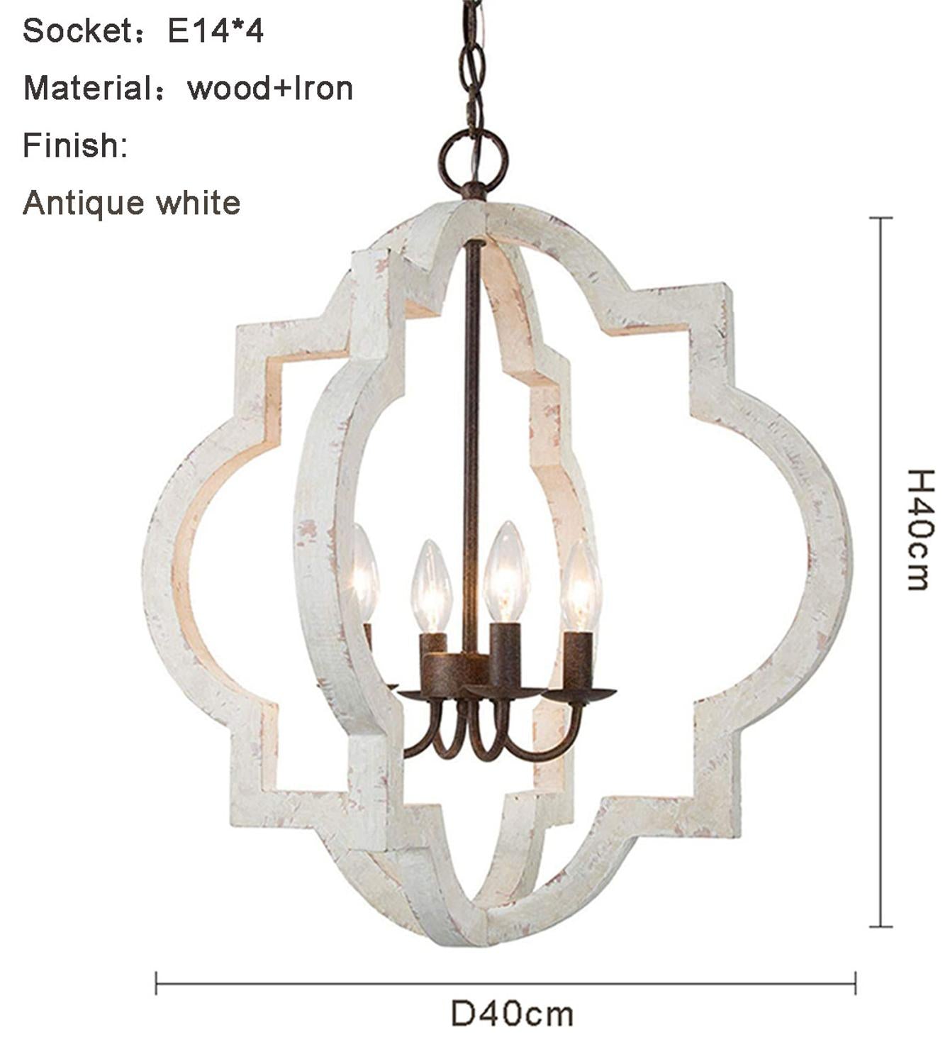 Vintage solid wooden chandelier home lighting french american style for living room bedroom dining kitchen retro white 4 lights - Provence Home Living Store