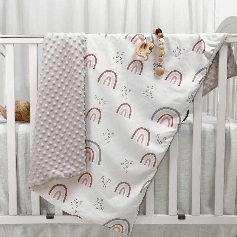 Baby Blanket Warm Newborn Swaddling Wrap Winter Autumn Toddler Dotted Quilt Cartoon Printed Nap Blanket Bedding Baby Shower Gift - Provence Home Living Store