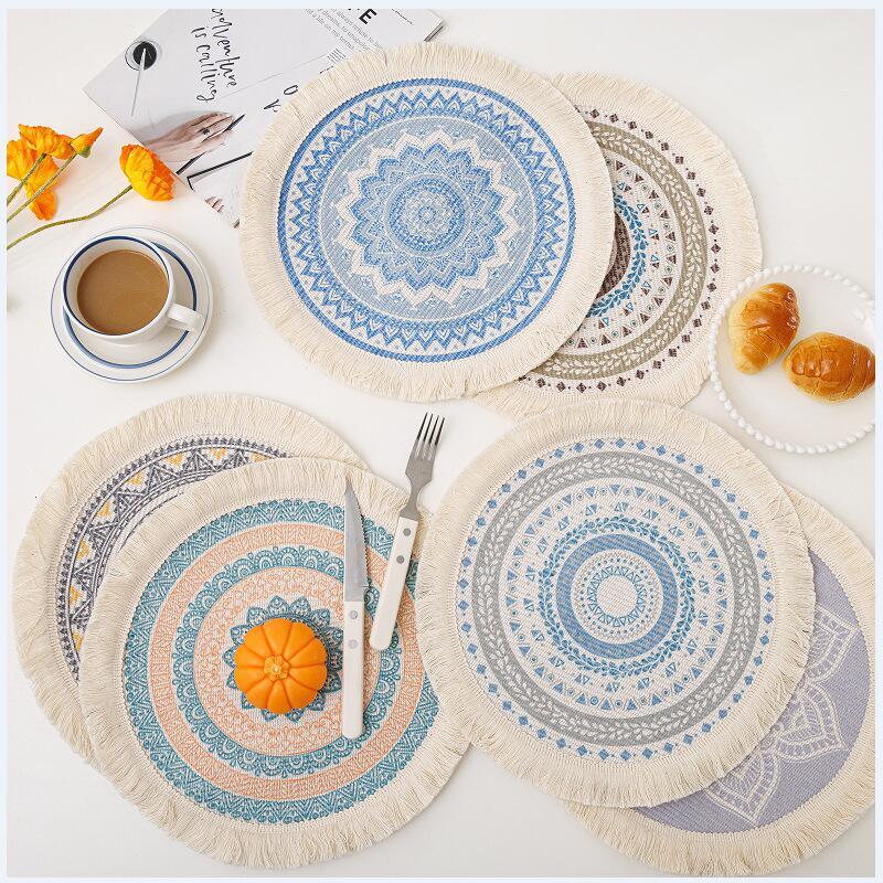 Bohemian Mandala Cotton Rope Woven Placemats Macrame Tassels Table Mats Insulation Pads Coffee Cup Coaster Farmhouse Decor Props - Provence Home Living Store