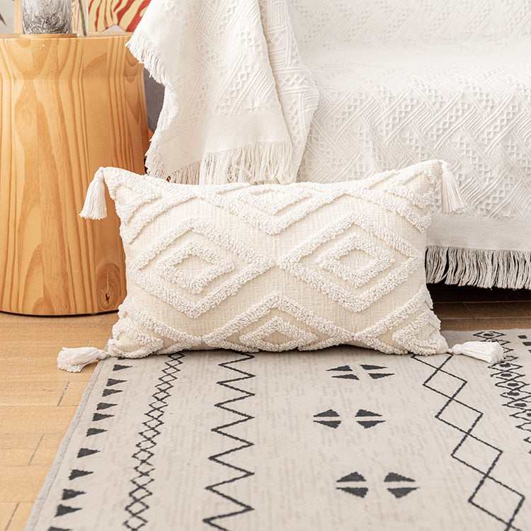 Cushion Cover 45x45cm/30x50cm Cotton pillow cover Ivory Loop Tufted for Home decoration Netural Living Room Bedroom - Provence Home Living Store