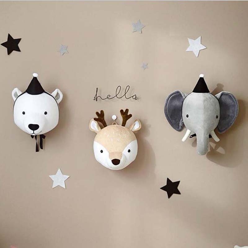 Elephant Unicorn Bear 3D Animal Head Wall Hanging Children Kids Nursery Room Wall Home Decoration Nordic Aesthetic Home Decor - Provence Home Living Store