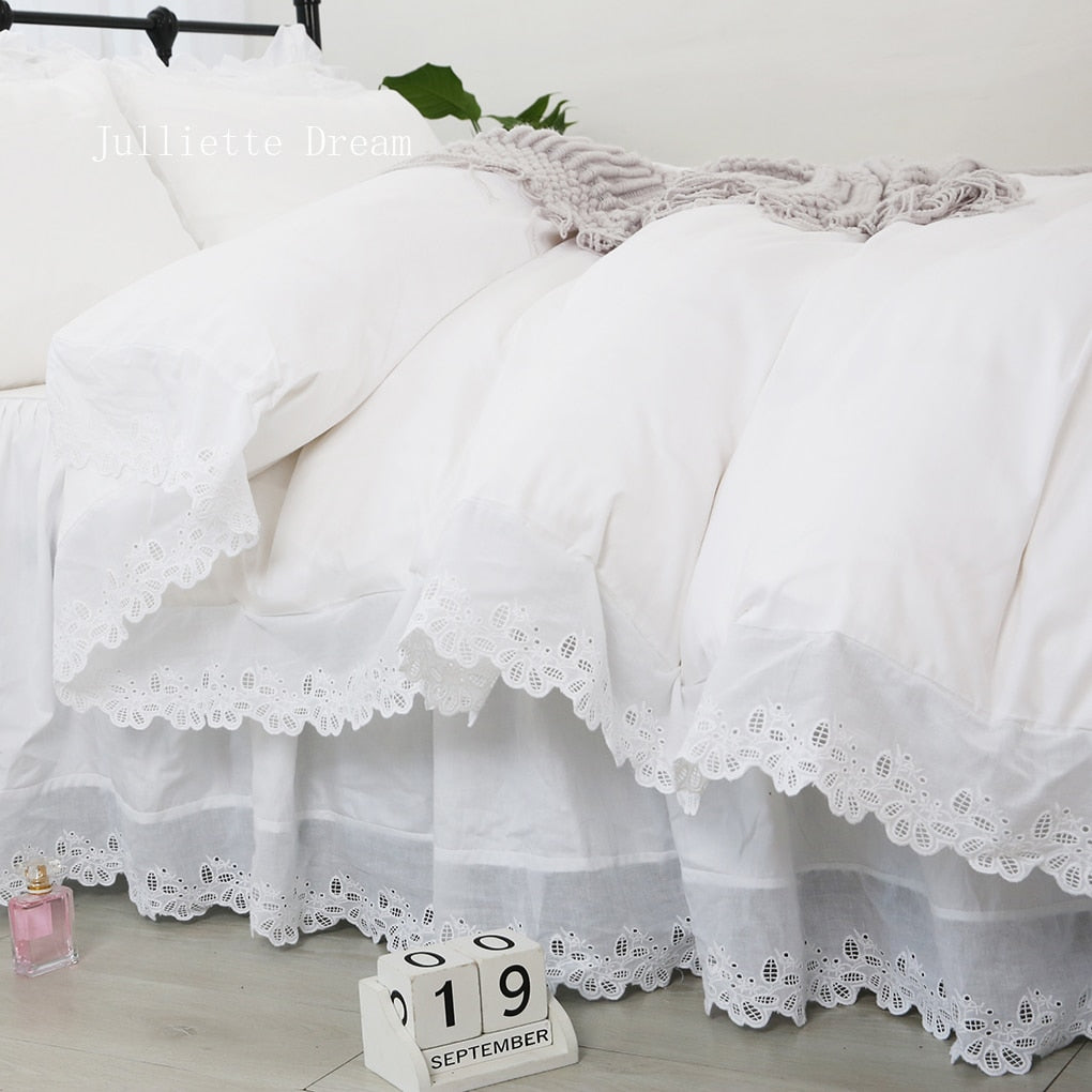 Super elegant bedding set ruffle lace king size bedding set Luxury bedding sets duvet cover home quilt case bed sheet set new - Provence Home Living Store