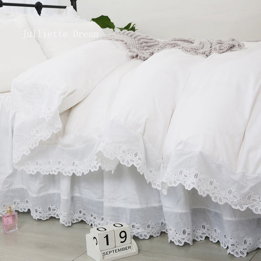 Super elegant bedding set ruffle lace king size bedding set Luxury bedding sets duvet cover home quilt case bed sheet set new - Provence Home Living Store