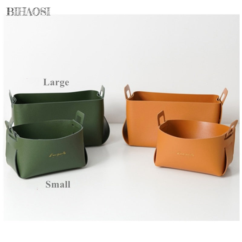 Desktop Large Storage Box Leather Key Plate Home Decoration Dice Plate Key Wallet Coin PU leather folding Storage Box wholesale - Provence Home Living Store