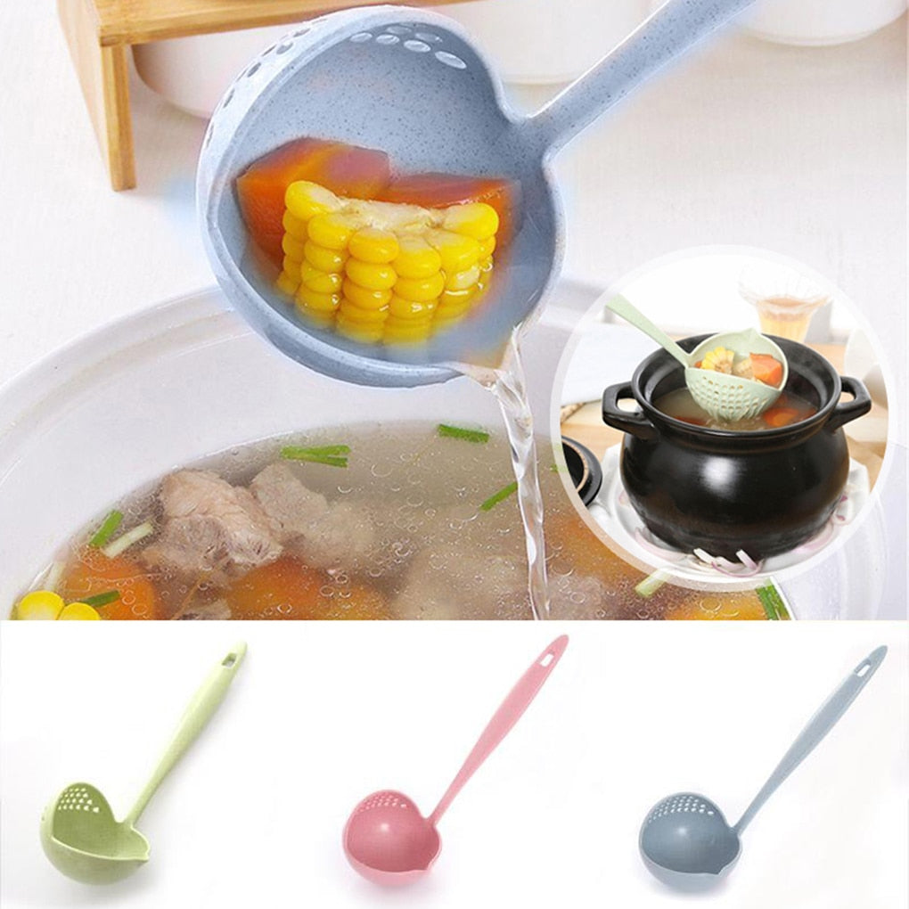 FenKicyen New Soup Spoon Long Handle Kitchen Strainer Solid Color Cooking Colander Kitchen Scoop Plastic Tableware Colander Hot - Provence Home Living Store