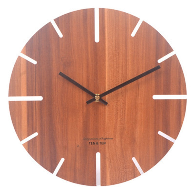 Wooden 3D Wall Clock Modern Design Nordic Brief Living Room Decoration Kitchen Clock Art Hollow Wall Watch Home Decor 12 inch - Provence Home Living Store