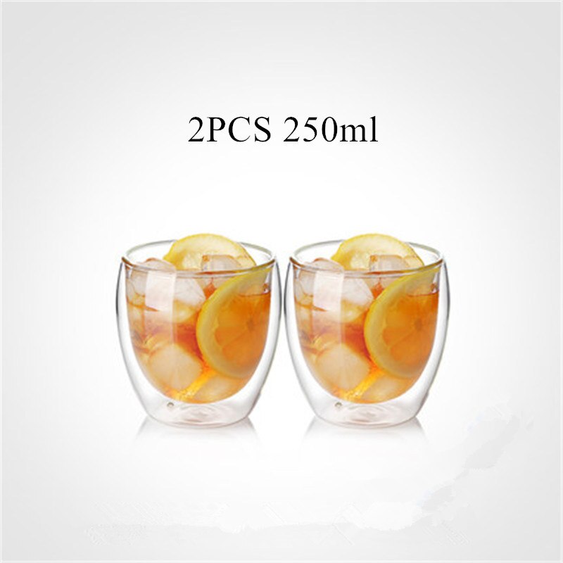 6Pcs Double Layers Wall Glass Insulated Milk Coffee Mug Cup Heat Resistant Healthy Drink Tea Mugs Transparent Drinkware - Provence Home Living Store