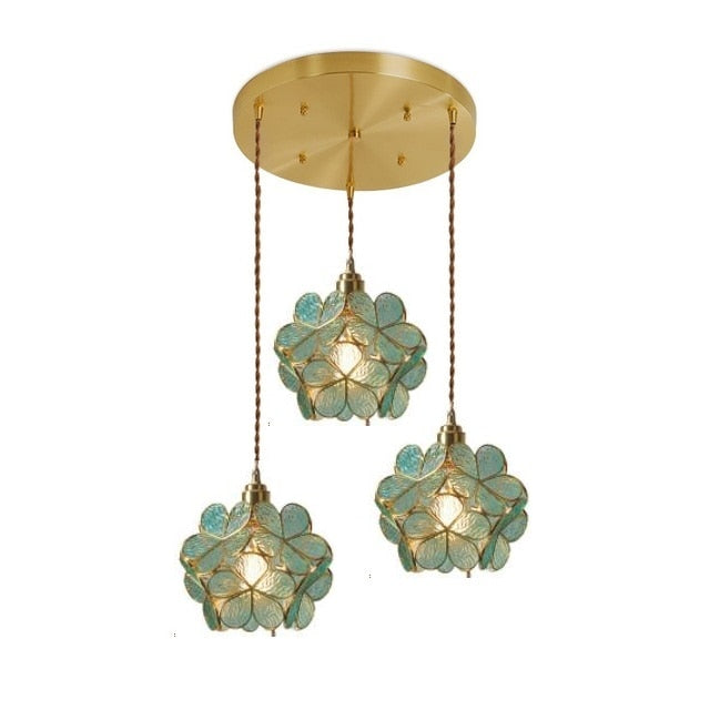 IWHD Nordic Flower Copper Pendant Lighting Fixtures Bedroom Dinning Living Room Glass LED Pendant Light Fixtures Luminaria - Provence Home Living Store