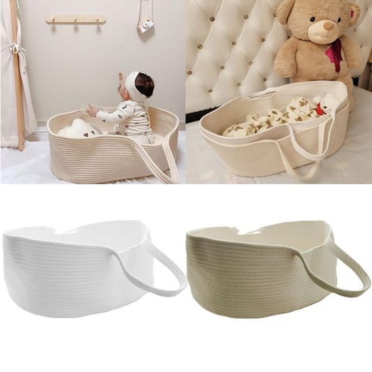 Portable Baby Moses Basket Carrier Cotton Rope Woven Crib Newborn Sleeping Bed Cradle Bassinet Nursery Decoration - Provence Home Living Store