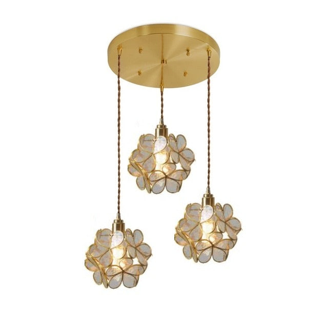 IWHD Nordic Flower Copper Pendant Lighting Fixtures Bedroom Dinning Living Room Glass LED Pendant Light Fixtures Luminaria - Provence Home Living Store