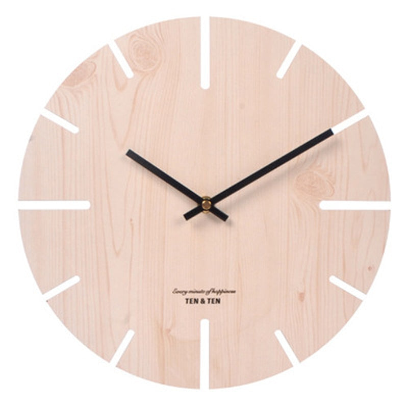 Wooden 3D Wall Clock Modern Design Nordic Brief Living Room Decoration Kitchen Clock Art Hollow Wall Watch Home Decor 12 inch - Provence Home Living Store