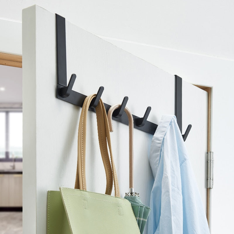 Black Hook Behind The Door Punch Free Hanger Storage On The Bedroom Door Wall Hanging Door-back Clothes Holder - Provence Home Living Store