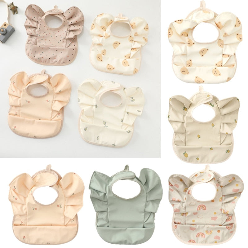 New Cartoon Bear Baby Bibs Waterproof Washable Newborn Boys Girls Feeding Apron Sleeveless Wings Art Smock for 0-3T Baby Stuff - Provence Home Living Store