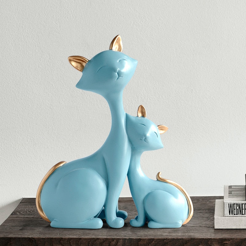 Resin Cat Figurines Miniatures Decorative Animals desktop gift cat statue ornaments home decoration casa living room accessories - Provence Home Living Store