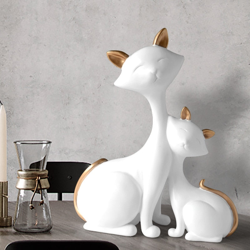 Resin Cat Figurines Miniatures Decorative Animals desktop gift cat statue ornaments home decoration casa living room accessories - Provence Home Living Store