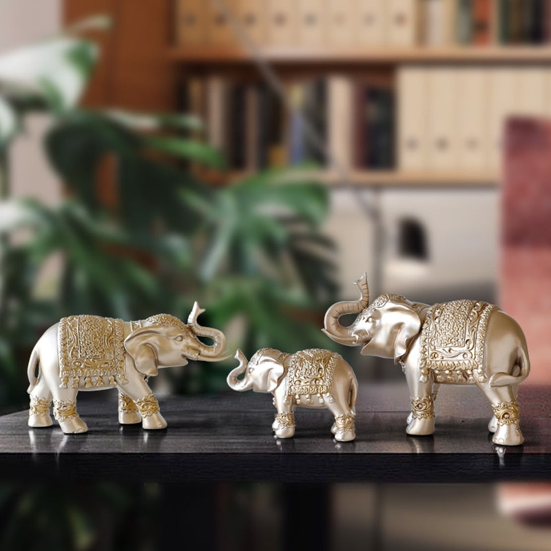 Family elephant Figurine resin Thailand elephant statue for office Living room handmade home decorations cute Animals ornaments - Provence Home Living Store