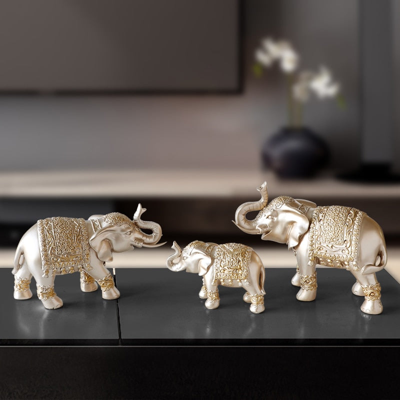 Family elephant Figurine resin Thailand elephant statue for office Living room handmade home decorations cute Animals ornaments - Provence Home Living Store