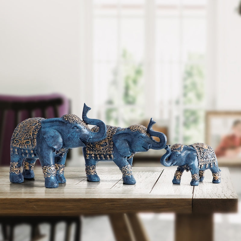 Family elephant Figurine resin Thailand elephant statue for office Living room handmade home decorations cute Animals ornaments - Provence Home Living Store