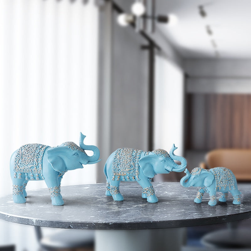 Family elephant Figurine resin Thailand elephant statue for office Living room handmade home decorations cute Animals ornaments - Provence Home Living Store