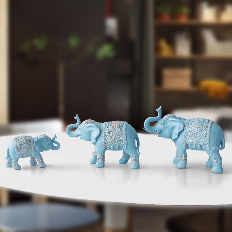 Family elephant Figurine resin Thailand elephant statue for office Living room handmade home decorations cute Animals ornaments - Provence Home Living Store