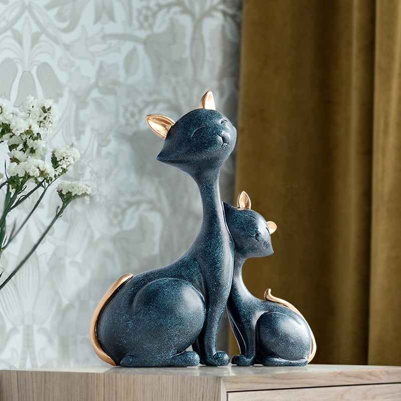 Resin Cat Figurines Miniatures Decorative Animals desktop gift cat statue ornaments home decoration casa living room accessories - Provence Home Living Store