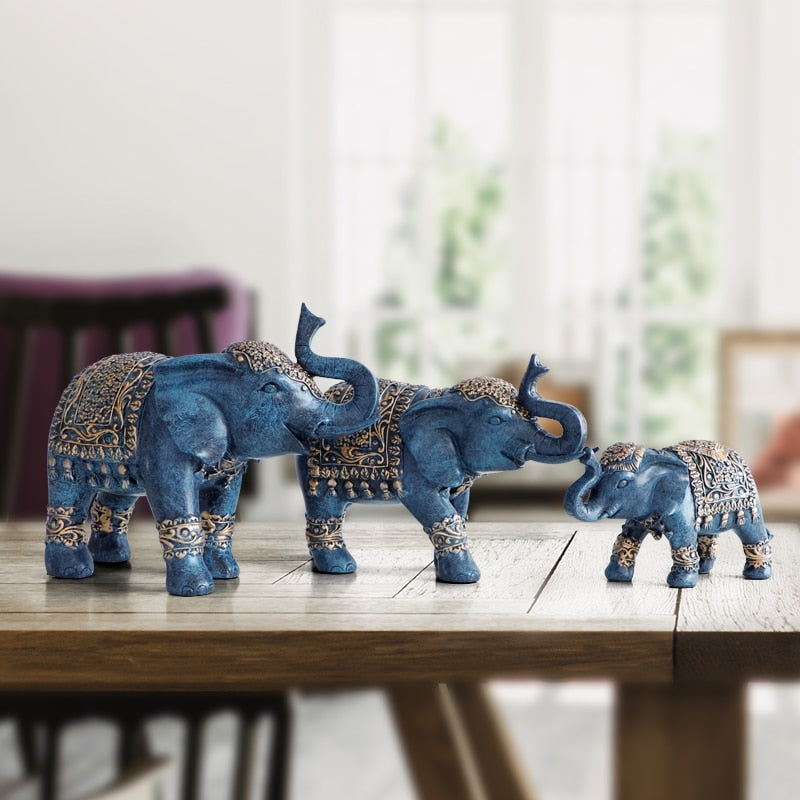 Family elephant Figurine resin Thailand elephant statue for office Living room handmade home decorations cute Animals ornaments - Provence Home Living Store