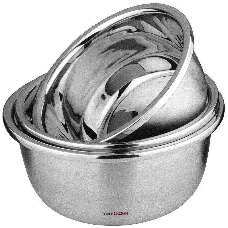 Flat Base Stainless Steel Bowl Mixing Salad Bowl Mirror Finish Prep Bowl Series Food Storage Kitchen Tools - Provence Home Living Store