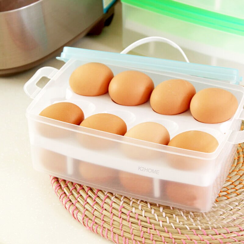 K2 Home Eggs Container Storage Box 24 Grid Bilayer Basket Organizer Kitchen Gadgets Items Refrigerator Storage Tool - Provence Home Living Store