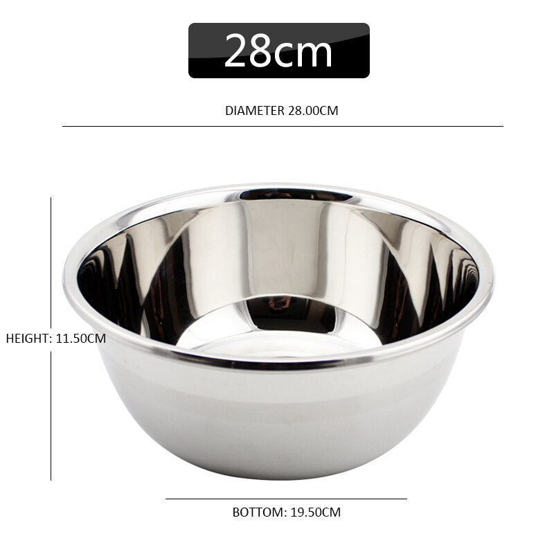 Flat Base Stainless Steel Bowl Mixing Salad Bowl Mirror Finish Prep Bowl Series Food Storage Kitchen Tools - Provence Home Living Store