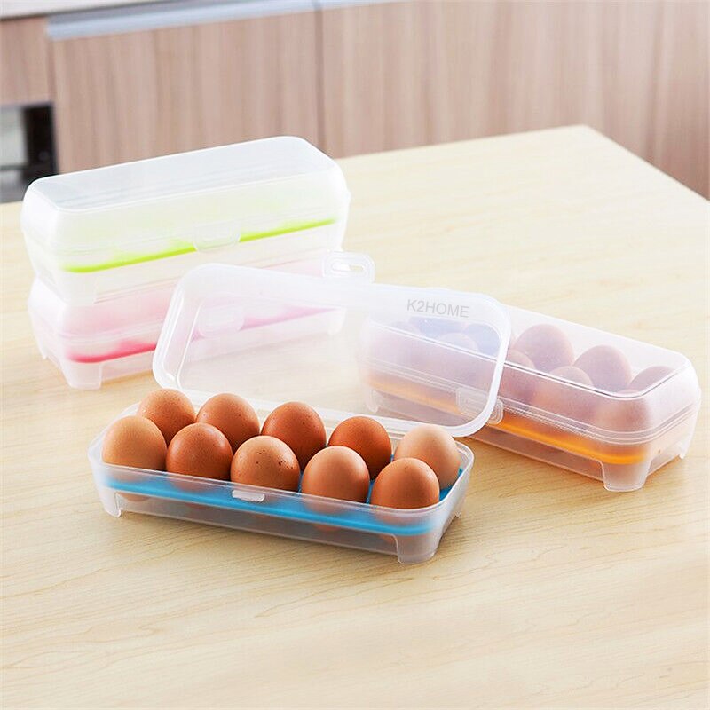 Refrigerator Storage Organizer for Kitchen, Covered Egg Holder Container - 10 Eggs - Provence Home Living Store