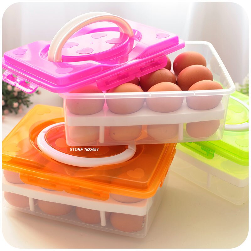 Kitchen Eggs Organizer Refrigerator Storing 24 Eggs Storage Container Egg Bin - Holder Superior Eggs Dispenser Double Layers - Provence Home Living Store