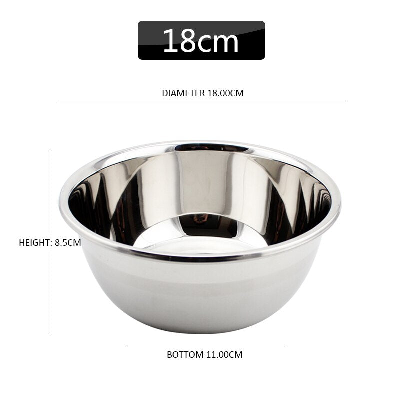 Flat Base Stainless Steel Bowl Mixing Salad Bowl Mirror Finish Prep Bowl Series Food Storage Kitchen Tools - Provence Home Living Store