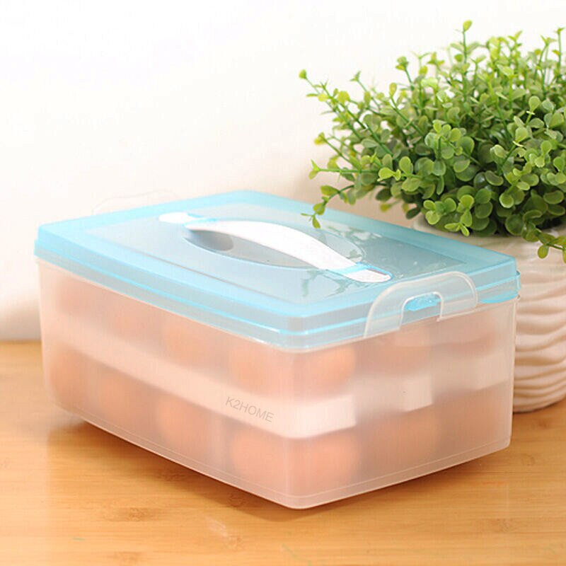 K2 Home Eggs Container Storage Box 24 Grid Bilayer Basket Organizer Kitchen Gadgets Items Refrigerator Storage Tool - Provence Home Living Store