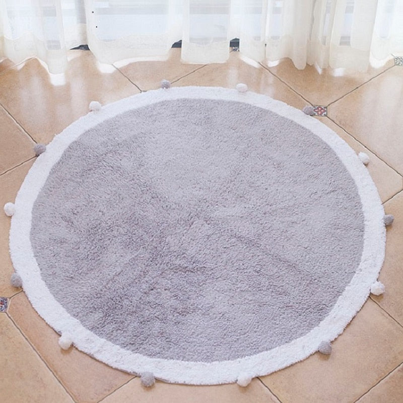 Round Rug Tapete Infantil Nordic Soft Cotton Fluffy Floor Foot Mat Kilim Baby Kids Bedroom Home Living Room Nursery Warm Decor - Provence Home Living Store