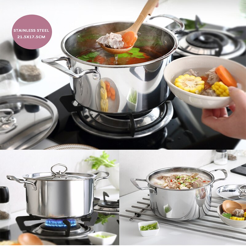 Stainless Steel Stockpot Cookware with Steel Lid Household Canning Pot Oven Safe Quality Stock Pot Total Nonstick Soup Pot - Provence Home Living Store