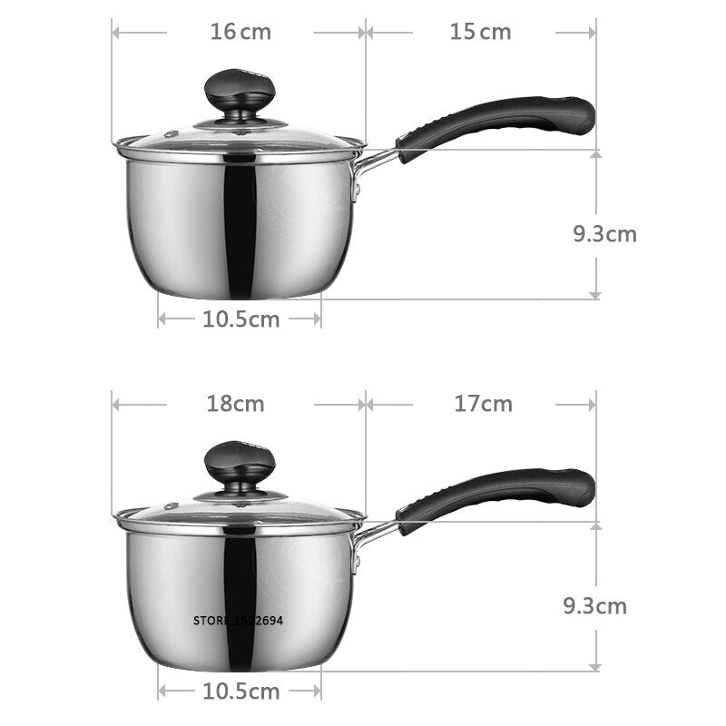 Stainless Steel Butter Warmer Covered Straining Saucepan Nonstick Handy Pot Pro Saucepan with Glass Lid Cookware Two Sizes - Provence Home Living Store