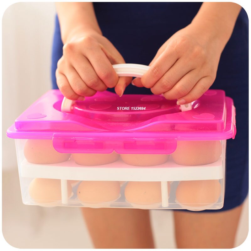 Kitchen Eggs Organizer Refrigerator Storing 24 Eggs Storage Container Egg Bin - Holder Superior Eggs Dispenser Double Layers - Provence Home Living Store