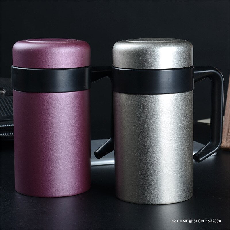 500ml Double Walled Drinking Mug Vacuum Cup SUS 304 Stainless Steel Tea Cup With Handle Pro Coffee Mug Insulated Travel Bottle - Provence Home Living Store