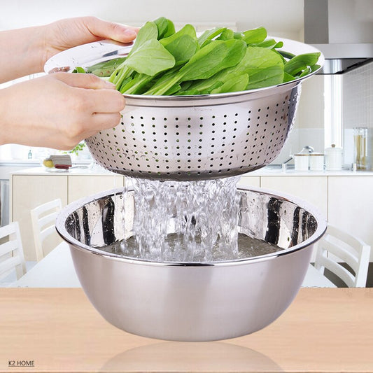 Pro Vegetable Washing Colander Stainless Steel Mesh Colander Three Sizes Over Sink Premier Fruit Wash Bowl Houseware - Provence Home Living Store