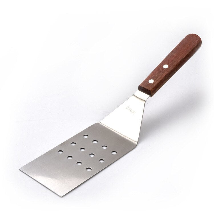 Quality Barbecue Turner Grill Spatula with Holes on Board Stainless Steel Turner Wood Handle Perfect for Grilling Turning Meat - Provence Home Living Store