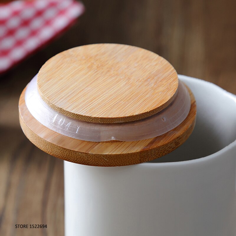 Home Porcelain Canisters Ceramic Jar Food Storage Self Sealing Container Airtight Bamboo Lid Three Size for Option - Provence Home Living Store