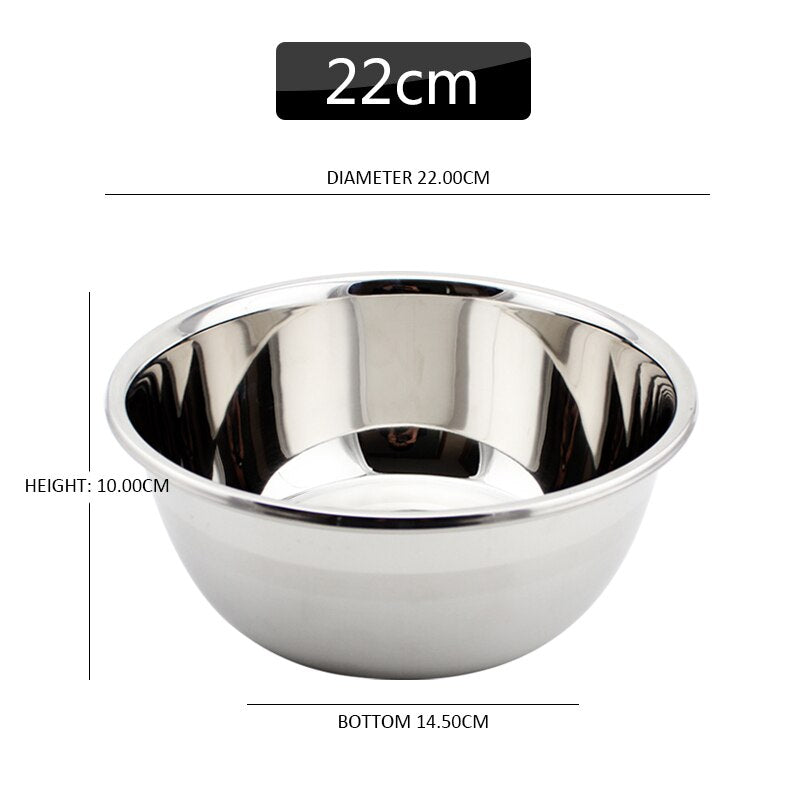 Flat Base Stainless Steel Bowl Mixing Salad Bowl Mirror Finish Prep Bowl Series Food Storage Kitchen Tools - Provence Home Living Store