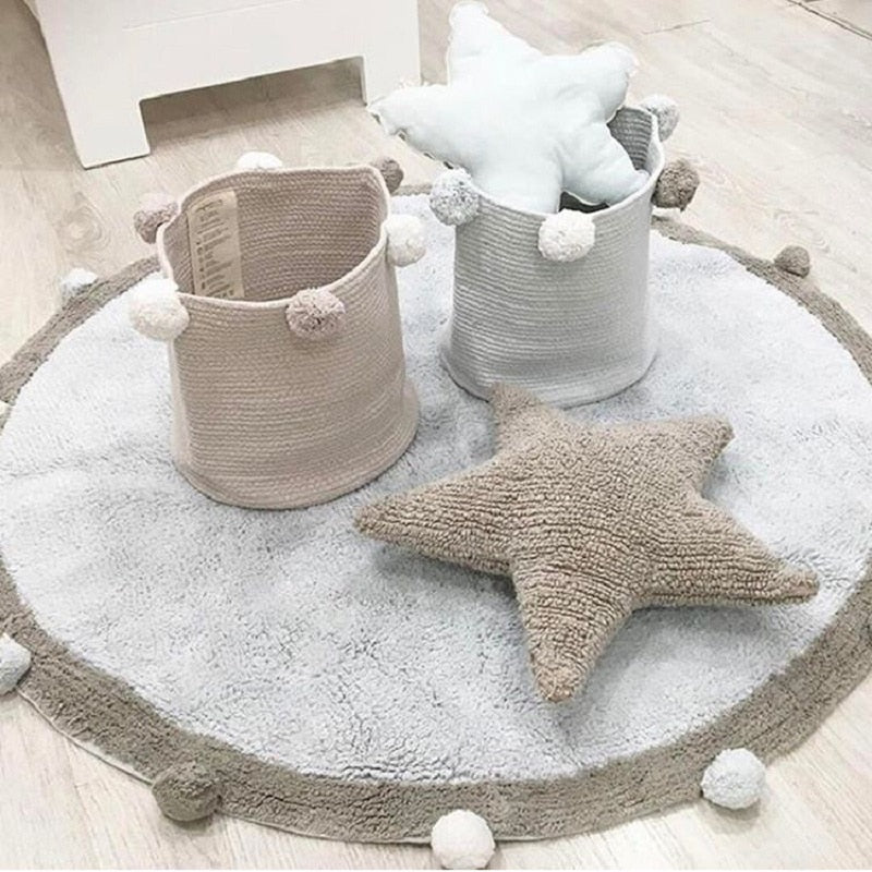 Round Rug Tapete Infantil Nordic Soft Cotton Fluffy Floor Foot Mat Kilim Baby Kids Bedroom Home Living Room Nursery Warm Decor - Provence Home Living Store