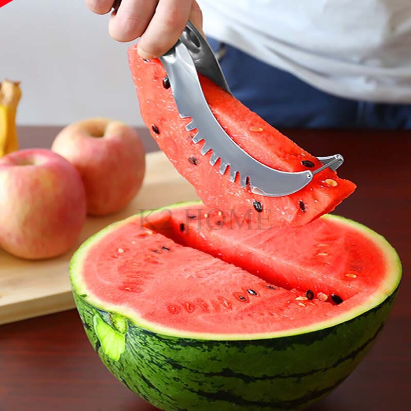 Watermelon Slicer Corer &amp; Server Cutter Tongs for Melons &amp; More Stainless Steel Knife Peeler - Provence Home Living Store