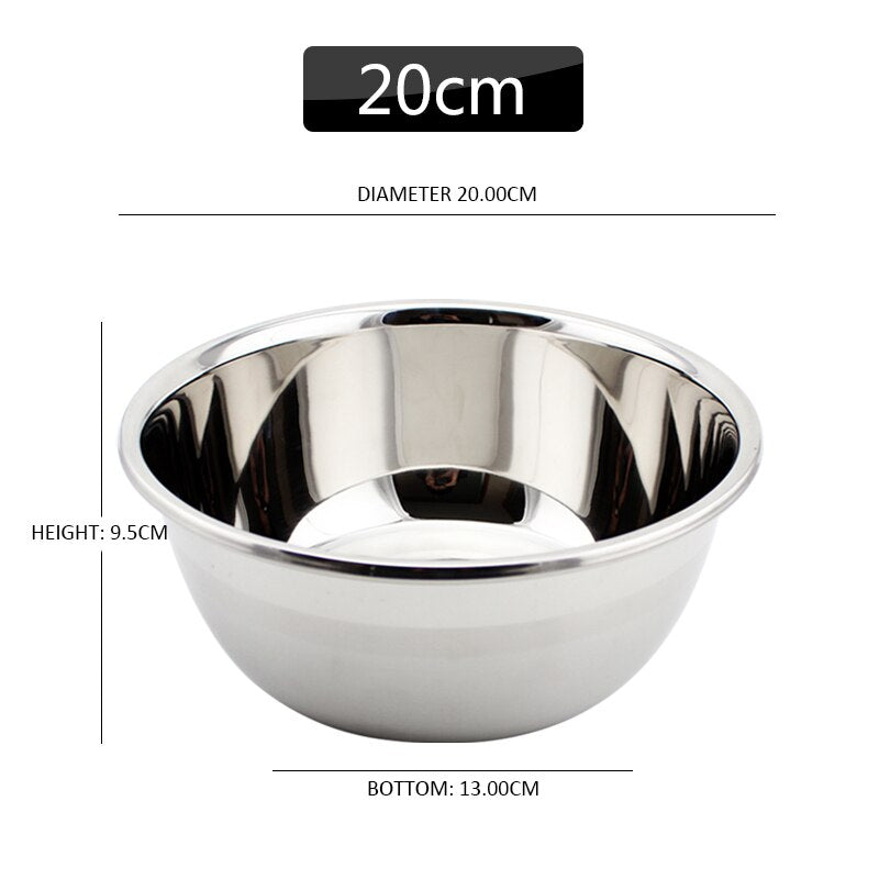 Flat Base Stainless Steel Bowl Mixing Salad Bowl Mirror Finish Prep Bowl Series Food Storage Kitchen Tools - Provence Home Living Store