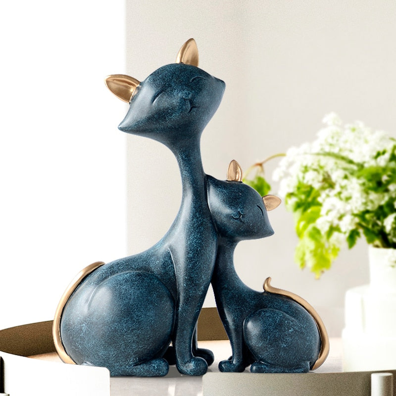 Resin Cat Figurines Miniatures Decorative Animals desktop gift cat statue ornaments home decoration casa living room accessories - Provence Home Living Store