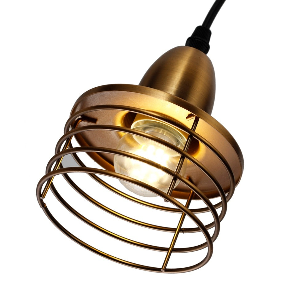 Industrial Retro Style Pendant Lights Gold Circle Pendants Lamp Kitchen Island Lighting Fixture Vintage Dining Room Drop Light - Provence Home Living Store